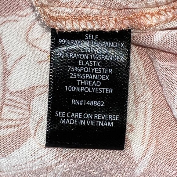 Torrid Floral Smocked Strapless Top Peach & White Lightweight Womens Size 0/L - Picture 5 of 7